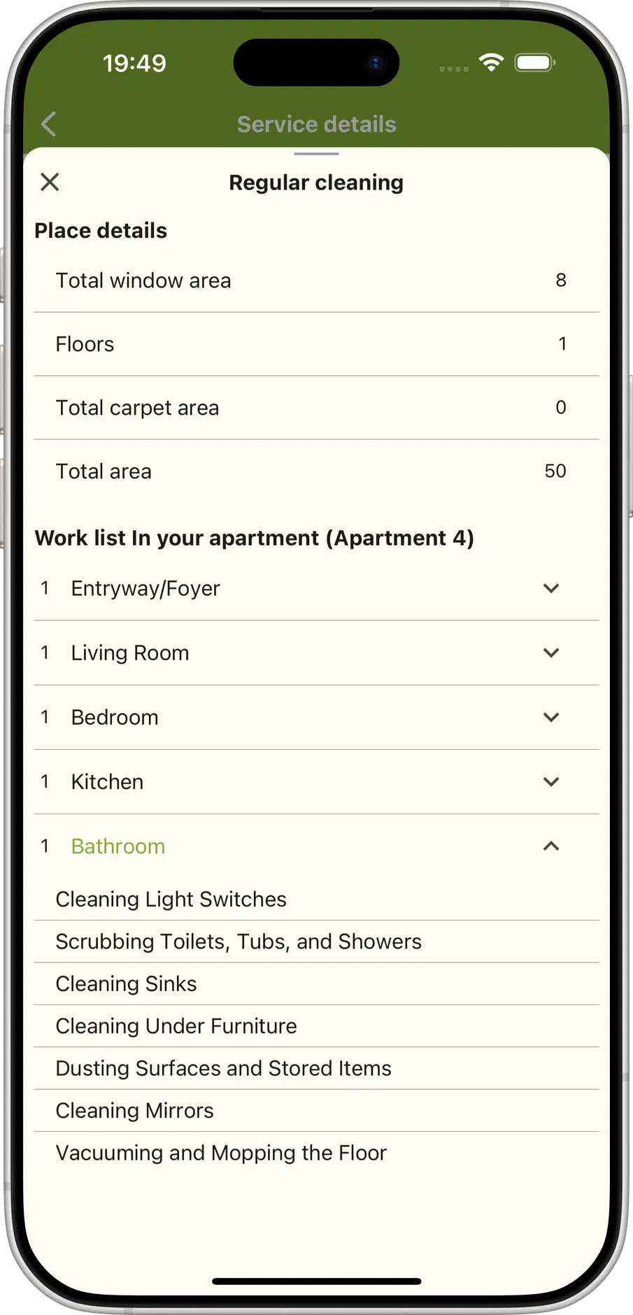 Detailed list of tasks