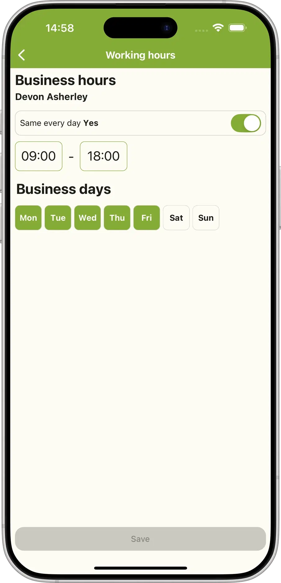 Set your own workhours